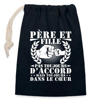 Father and Daughter Father's Day Gift Vintage Humor - Closable cotton gift bag (14x20cm) - navy - Front