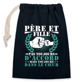 Father and Daughter Father's Day Gift Vintage Humor - Closable cotton gift bag (14x20cm) - navy - Front