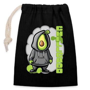 Chillcado - Avocat avec sweat à capuche - Sac cadeau en coton avec cordon (14 x 20 cm) - noir - Devant