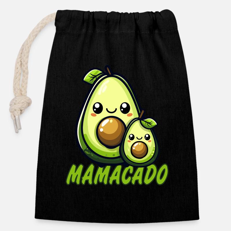 Mamacado mit Babyavocado schwanger - Verschließbarer Geschenkbeutel aus Baumwolle (14x20cm) - Schwarz