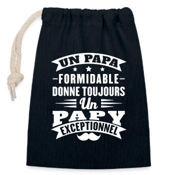 Toller Papa gibt Opa immer Außergewöhnliches - Verschließbarer Geschenkbeutel aus Baumwolle (14x20cm) - Navy - Vorne