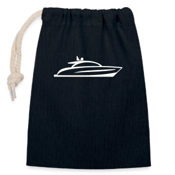 Bateau Yacht Silhouette Minimaliste - Sac cadeau en coton avec cordon (14 x 20 cm) - bleu marine - Devant