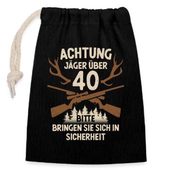 40. Geburtstag Jäger 40 Jahre Jagd - Verschließbarer Geschenkbeutel aus Baumwolle (14x20cm) - Schwarz - Vorne