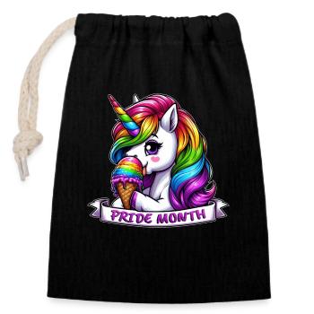 LGBTQ Pride Month Unicorn Rainbow Tolerance - Closable cotton gift bag (14x20cm) - black - Front