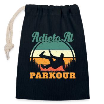 Parkour Junkie Retro Freerun Sport - Sac cadeau en coton avec cordon (14 x 20 cm) - bleu marine - Devant
