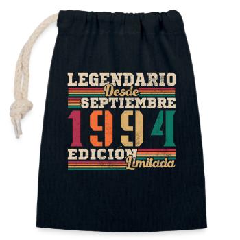 Legendary since 1994 September - Closable cotton gift bag (14x20cm) - navy - Front