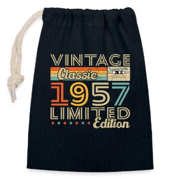 Vinatge 1957 Geburtstagsgeschenk - Verschließbarer Geschenkbeutel aus Baumwolle (14x20cm) - Navy - Vorne
