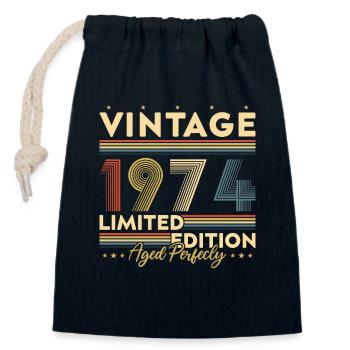Vinatge 1974 Geburtstagsgeschenk - Verschließbarer Geschenkbeutel aus Baumwolle (14x20cm) - Navy - Vorne