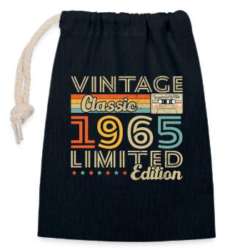 Vinatge 1965 Geburtstagsgeschenk - Verschließbarer Geschenkbeutel aus Baumwolle (14x20cm) - Navy - Vorne