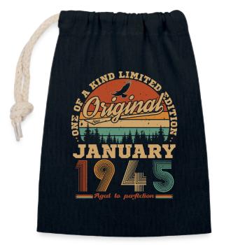Geburtstagsgeschenk Geboren im Januar 1945 - Verschließbarer Geschenkbeutel aus Baumwolle (14x20cm) - Navy - Vorne