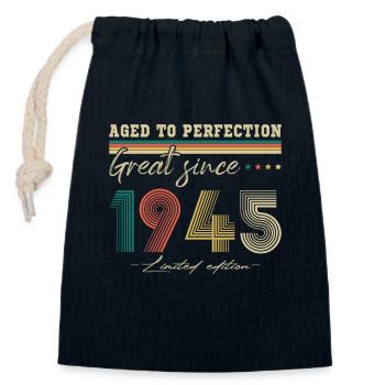 Ausgezeichnet seit 1945 Vintage Geburtstagsgeschenk - Verschließbarer Geschenkbeutel aus Baumwolle (14x20cm) - Navy - Vorne