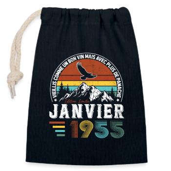 Birthday Gift Born In January 1955 - Closable cotton gift bag (14x20cm) - navy - Front