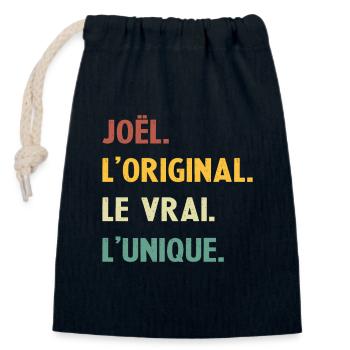 Joël l original le vrai l unique - Sac cadeau en coton avec cordon (14 x 20 cm) - bleu marine - Devant
