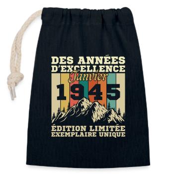 Geburtstagsgeschenk Geboren im Januar 1945 - Verschließbarer Geschenkbeutel aus Baumwolle (14x20cm) - Navy - Vorne