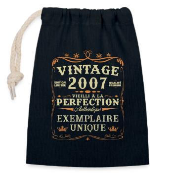 18 Jahre 2007 Vintage Geburtstagsgeschenk - Verschließbarer Geschenkbeutel aus Baumwolle (14x20cm) - Navy - Vorne