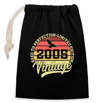 Vintage 2005 Cadeau Anniversaire Née en 2005 - Sac cadeau en coton avec cordon (14 x 20 cm) - noir - Devant