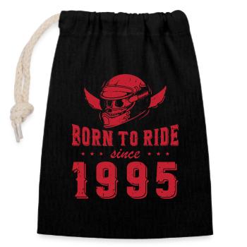 Born to ride since 1995 - Closable cotton gift bag (14x20cm) - black - Front