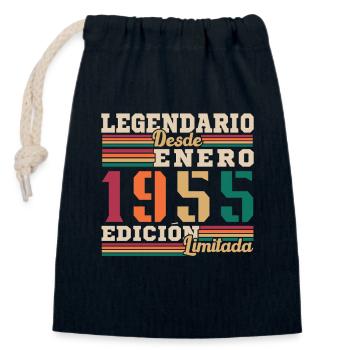 Cadeaux pour les personnes nées en Janvier 1955 - Sac cadeau en coton avec cordon (14 x 20 cm) - bleu marine - Devant