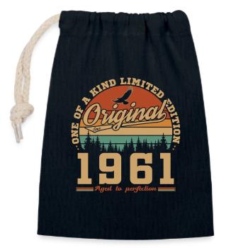 1961 Vintage Retro Birthday Gift - Closable cotton gift bag (14x20cm) - navy - Front