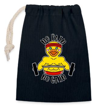 Pas de douleur, pas de gain Ducky Body Builder - Sac cadeau en coton avec cordon (14 x 20 cm) - bleu marine - Devant