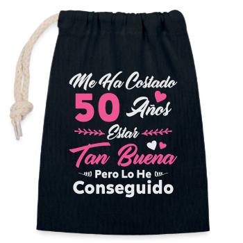 It Has Taken Me 50 Years 50 Birthday Woman - Closable cotton gift bag (14x20cm) - navy - Front