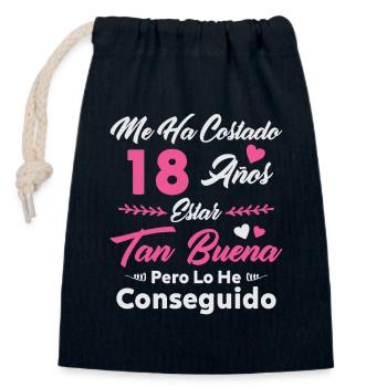 It Has Taken Me 18 Years 18 Birthday Woman - Closable cotton gift bag (14x20cm) - navy - Front