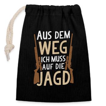 Jäger Jagen Jagd Jungjäger Jagdzeit Jagdschein - Verschließbarer Geschenkbeutel aus Baumwolle (14x20cm) - Schwarz - Vorne