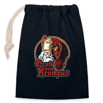 GRUß VOM KRAMPUS NIKOLAUS WEIHNACHTEN KRAMPUSTAG - Verschließbarer Geschenkbeutel aus Baumwolle (14x20cm) - Navy - Vorne