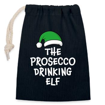 The Prosecco Drinking Elf - Closable cotton gift bag (14x20cm) - navy - Front