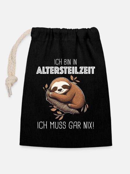 Altersteilzeit ATZ - Verschließbarer Geschenkbeutel aus Baumwolle (14x20cm) - Schwarz