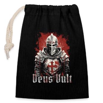 Deus Vult Crusader Knights Templar Middle Ages - Closable cotton gift bag (14x20cm) - black - Front