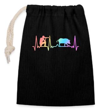 Wild boar hunter wild boar hunting forest wild boar - Closable cotton gift bag (14x20cm) - black - Front