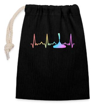 curling cur - Sac cadeau en coton avec cordon (14 x 20 cm) - noir - Devant