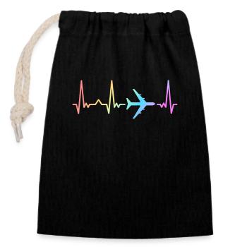 Airplane Plane Spotter Pilot Pilots Airplanes - Closable cotton gift bag (14x20cm) - black - Front