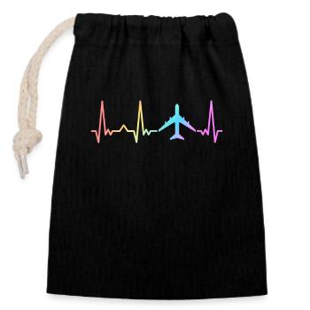 Airplane Plane Spotter Pilot Pilots Airplanes - Closable cotton gift bag (14x20cm) - black - Front