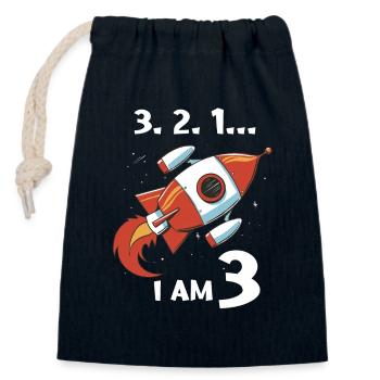 Geschenk 3 Jahre Geburtstagskind - Verschließbarer Geschenkbeutel aus Baumwolle (14x20cm) - Navy - Vorne