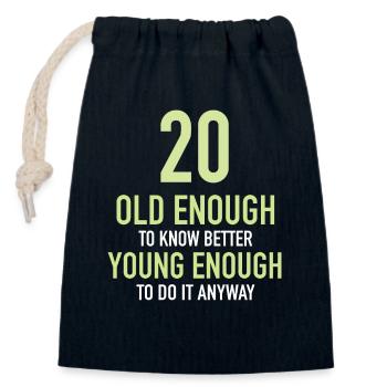 Gift 20 Years Birthday Child - Closable cotton gift bag (14x20cm) - navy - Front