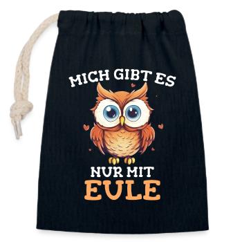Nachteule Eule Eulen Vogel - Verschließbarer Geschenkbeutel aus Baumwolle (14x20cm) - Navy - Vorne