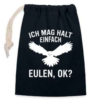 Nachteule Eule Eulen Vogel - Verschließbarer Geschenkbeutel aus Baumwolle (14x20cm) - Navy - Vorne