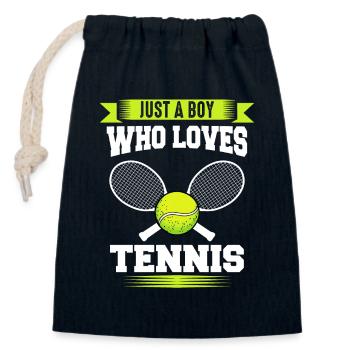 Joueur de tennis - Sac cadeau en coton avec cordon (14 x 20 cm) - bleu marine - Devant
