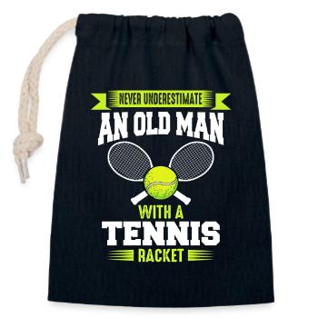 Joueur de tennis - Sac cadeau en coton avec cordon (14 x 20 cm) - bleu marine - Devant