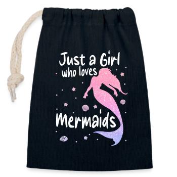 Mermaid Fable Mermaids Fairy Tale - Closable cotton gift bag (14x20cm) - navy - Front