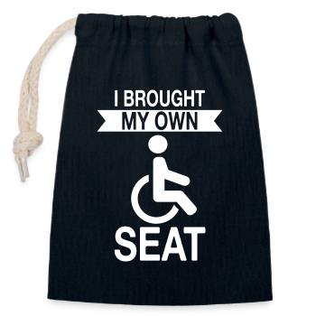 Rollstuhl Rollstuhlfahrer Behinderung Humor - Verschließbarer Geschenkbeutel aus Baumwolle (14x20cm) - Navy - Vorne