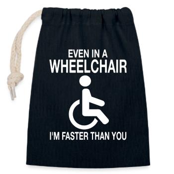 Rollstuhl Rollstuhlfahrer Behinderung Humor - Verschließbarer Geschenkbeutel aus Baumwolle (14x20cm) - Navy - Vorne