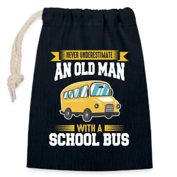 Bus Busfahrer Schulbus - Verschließbarer Geschenkbeutel aus Baumwolle (14x20cm) - Navy - Vorne