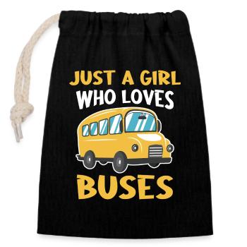 Bus Busfahrer Schulbus - Verschließbarer Geschenkbeutel aus Baumwolle (14x20cm) - Schwarz - Vorne
