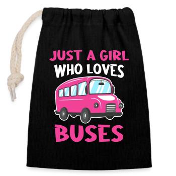 Bus Busfahrer Schulbus - Verschließbarer Geschenkbeutel aus Baumwolle (14x20cm) - Schwarz - Vorne