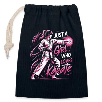 Karate Karatekämpfer Kampfkunst - Verschließbarer Geschenkbeutel aus Baumwolle (14x20cm) - Navy - Vorne
