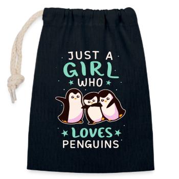 Pinguin Pinguine Tier - Verschließbarer Geschenkbeutel aus Baumwolle (14x20cm) - Navy - Vorne