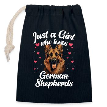 German Shepherd Dog Malinois - Closable cotton gift bag (14x20cm) - navy - Front